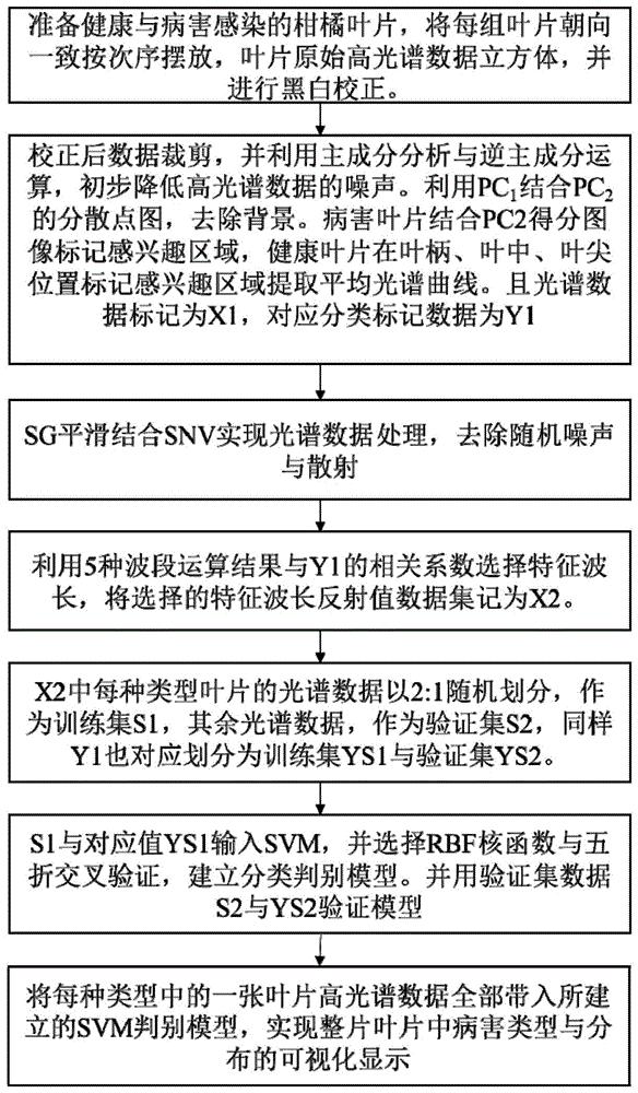 一种基于特征波长的高光谱柑橘叶片病害识别方法