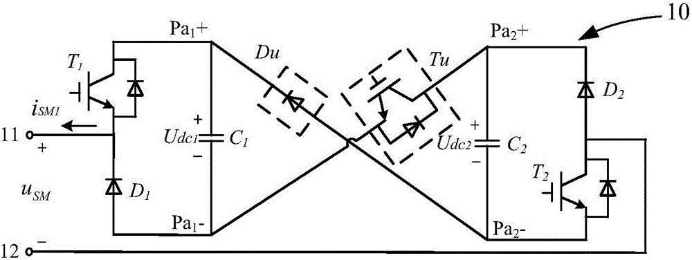 单极电流交错连接三电平子模块