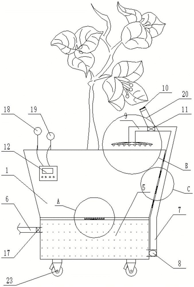 一种三角梅自动浇花水盆