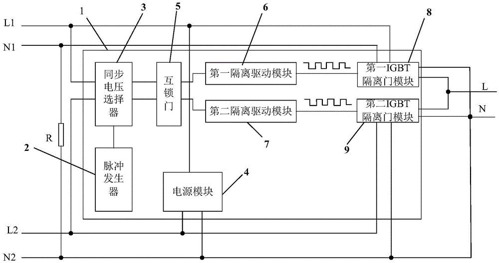 单相交流双电源并接自适应同步控制器