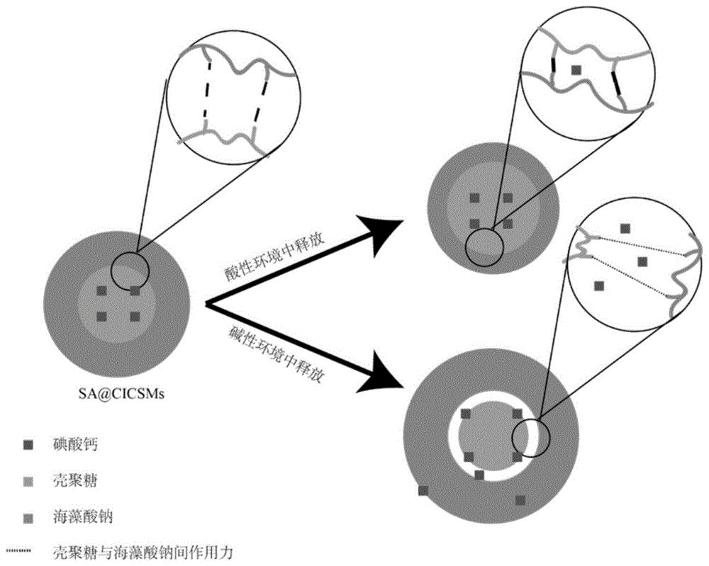 一种具备pH响应性的碘酸钙天然高分子微胶囊及其制备方法和用途